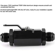 DURAFORCE AN10 10AN Male Aluminum Inline Fuel Shut Off Valve w/ Cable Lever Black