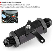 DURAFORCE AN10 10AN Male Aluminum Inline Fuel Shut Off Valve w/ Cable Lever Black