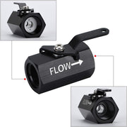 DURAFORCE AN10 10AN Male Aluminum Inline Fuel Shut Off Valve w/ Cable Lever Black