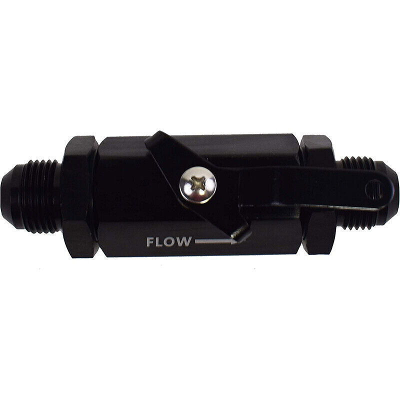 DURAFORCE AN10 10AN Male Aluminum Inline Fuel Shut Off Valve w/ Cable Lever Black
