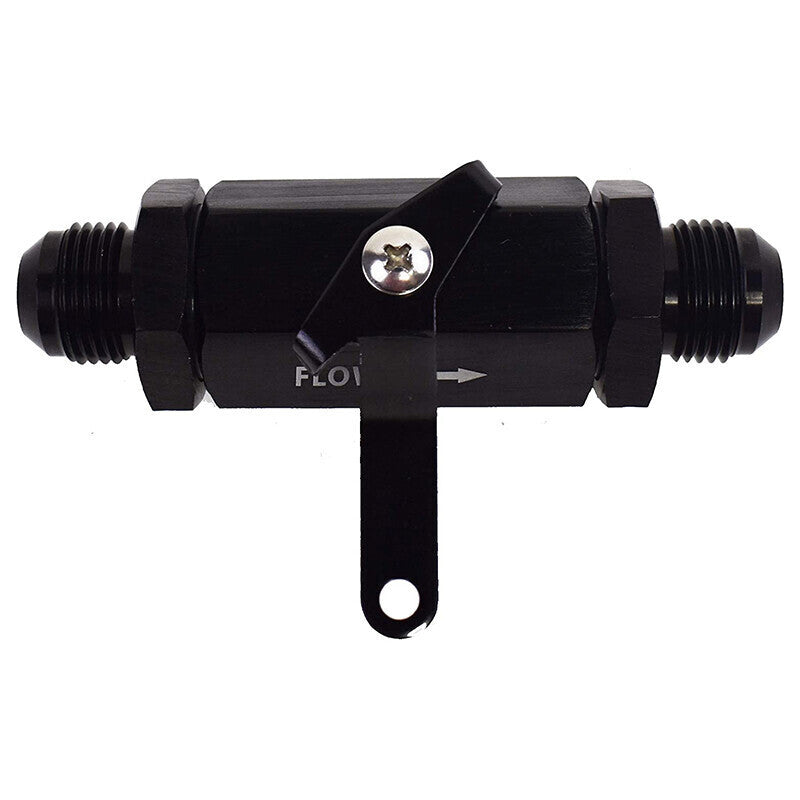DURAFORCE AN10 10AN Male Aluminum Inline Fuel Shut Off Valve w/ Cable Lever Black