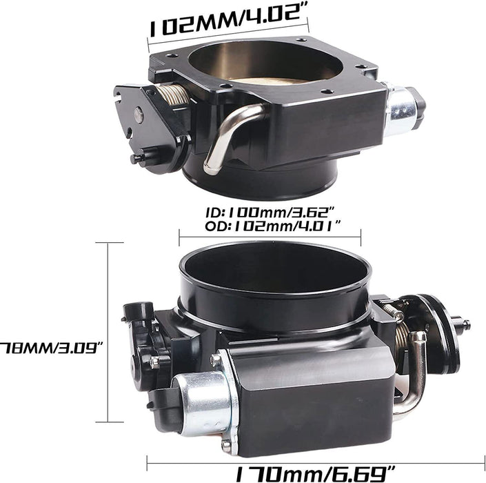 DURAFORCE 102mm Throttle Body + TPS IAC + Intake Manifold Cable Bracket for GM LS1 LS2 LS6