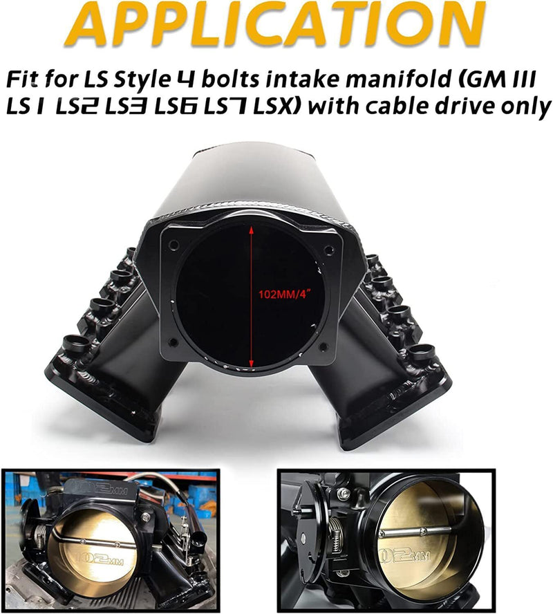 DURAFORCE 102mm Throttle Body + TPS IAC + Intake Manifold Cable Bracket for GM LS1 LS2 LS6