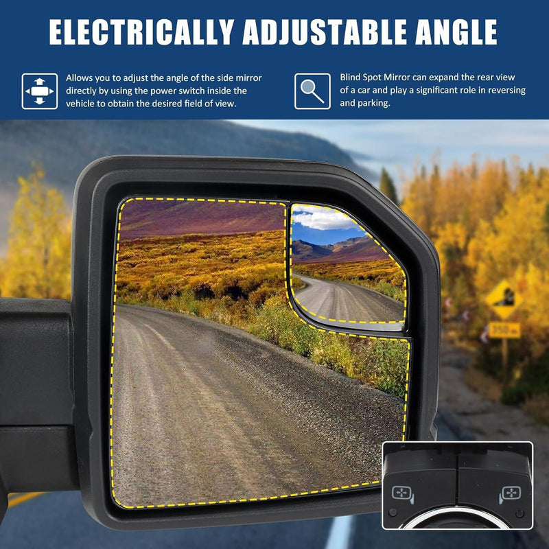 DURAFORCE Passenger Right Side Door Mirror Power + Lamp 8 Pins For 15-20 Ford F-150