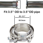 DURAFORCE NEW 3.5" V-Band Flange Male Female & Clamp Kit for Turbo Exhaust Pipe 2PCS