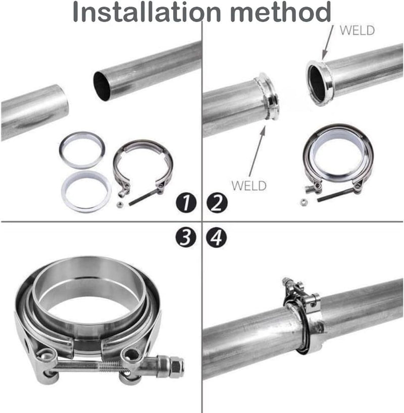 DURAFORCE NEW 3.5" V-Band Flange Male Female & Clamp Kit for Turbo Exhaust Pipe 2PCS