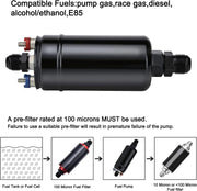 DURAFORCE Universal External Inline Electric High Pressure Fuel Pump E85 0580254044 Black