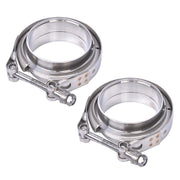 DURAFORCE 4" Inches V-Band Flange&Clamp Kit Male/Female With Ridge Exhaust Stainless 2 Pcs