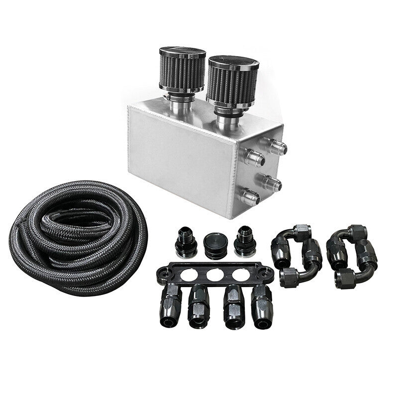 DURAFORCE Universal Oil Catch Can Kit Breather Box for Honda Acura Turbo 4 Port