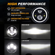 DURAFORCE Pair 7" Inch Round LED Headlights Halo Angel Eyes For Jeep Wrangler JK LJ TJ CJ