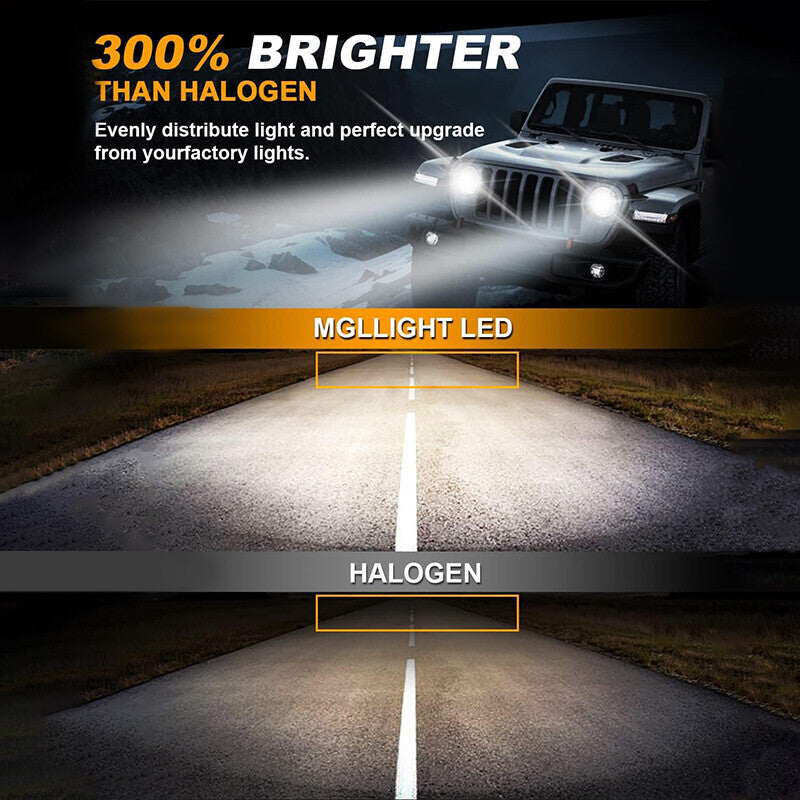 DURAFORCE Pair 7" Inch Round LED Headlights Halo Angel Eyes For Jeep Wrangler JK LJ TJ CJ