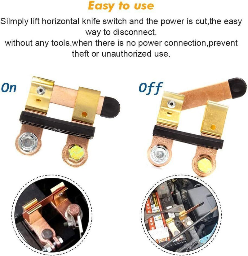DURAFORCE Blade Battery Disconnect Switch 12V/24V Copper Side Post Shut Off for Boat Car