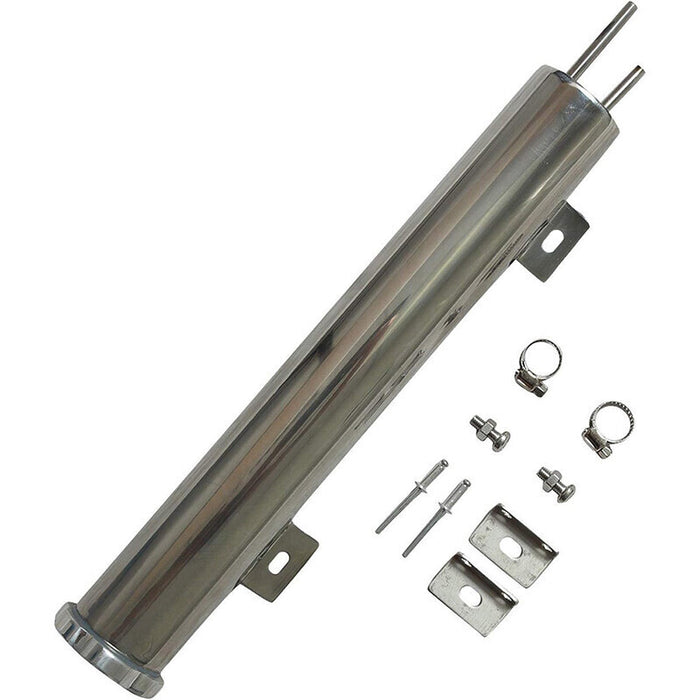 DURAFORCE 2" x 15" Polished STAINLESS Steel Radiator Overflow Tank Universal