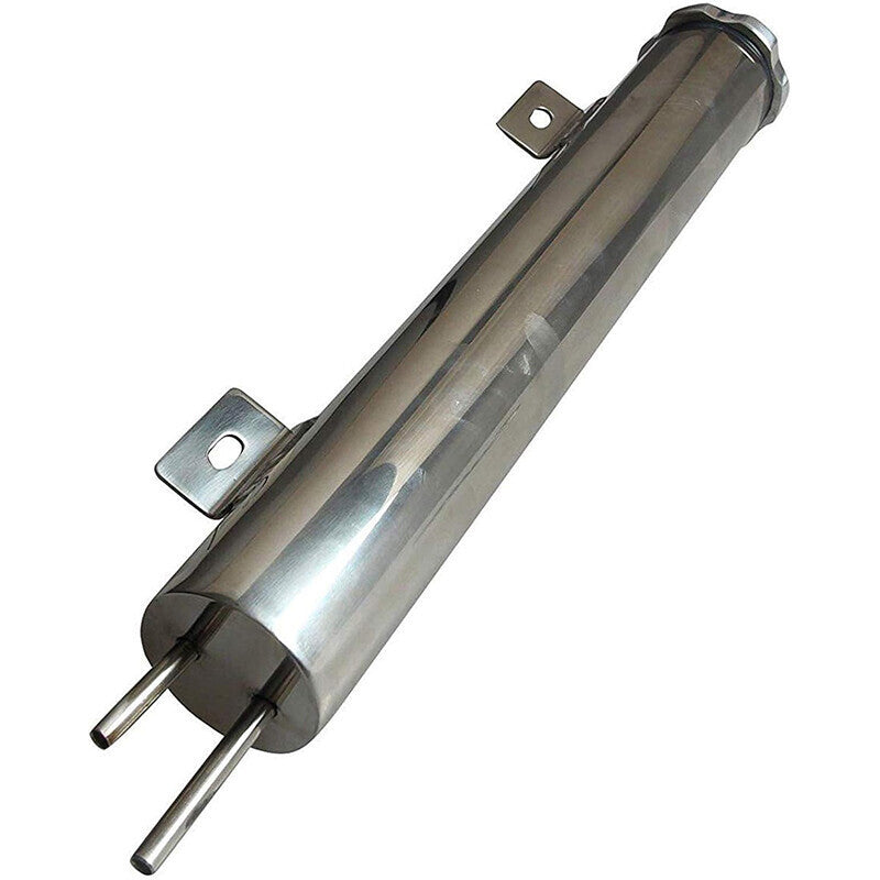 DURAFORCE 2" x 15" Polished STAINLESS Steel Radiator Overflow Tank Universal