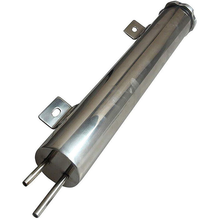 DURAFORCE 2" x 15" Polished STAINLESS Steel Radiator Overflow Tank Universal