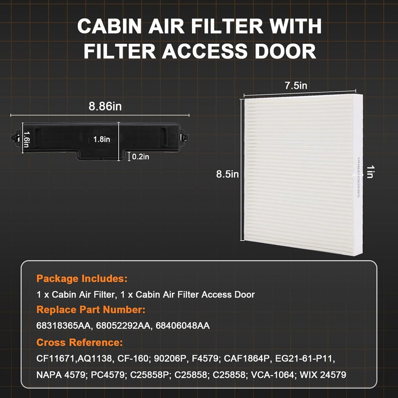 DURAFORCE 68318365AA Cabin Air Filter Kit for 2011-2020 Dodge Ram 1500 2500 3500