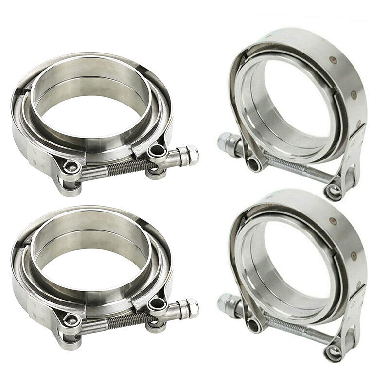 DURAFORCE 4X 4'' Inch Mild Steel V-Band Clamp Flange Kit Male/Female For Turbo Exhaust
