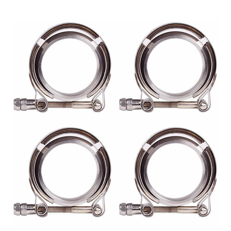 DURAFORCE 4X 4'' Inch Mild Steel V-Band Clamp Flange Kit Male/Female For Turbo Exhaust
