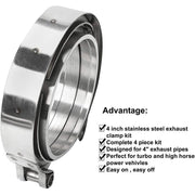 DURAFORCE 4X 4'' Inch Mild Steel V-Band Clamp Flange Kit Male/Female For Turbo Exhaust