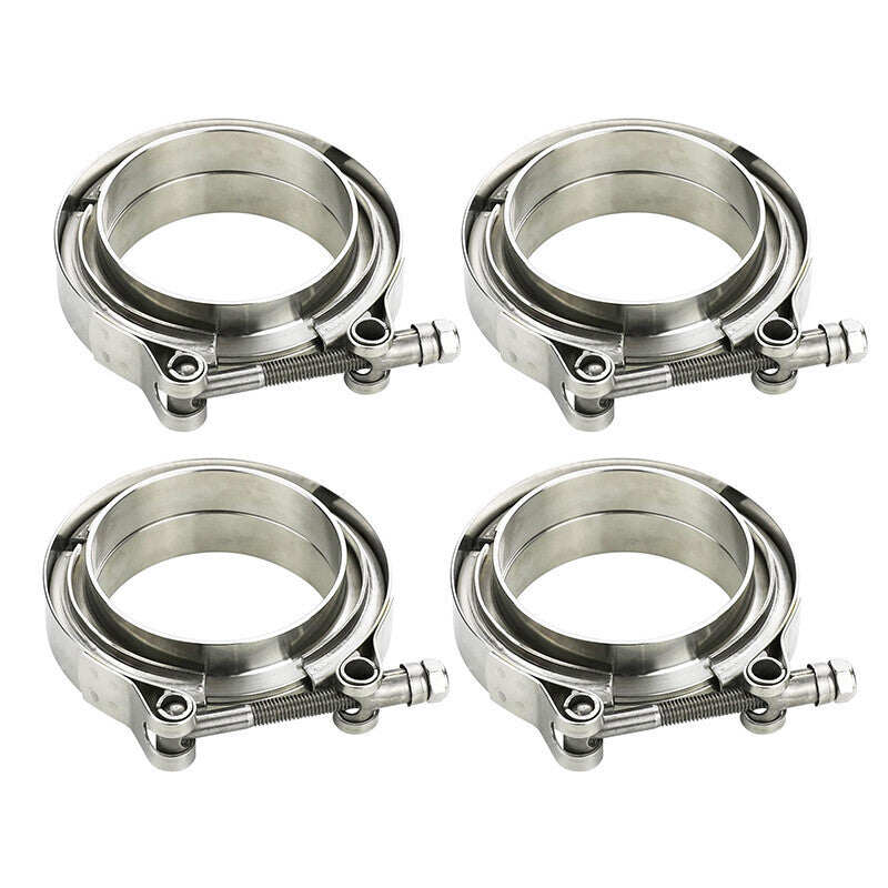 DURAFORCE 4X 4'' Inch Mild Steel V-Band Clamp Flange Kit Male/Female For Turbo Exhaust