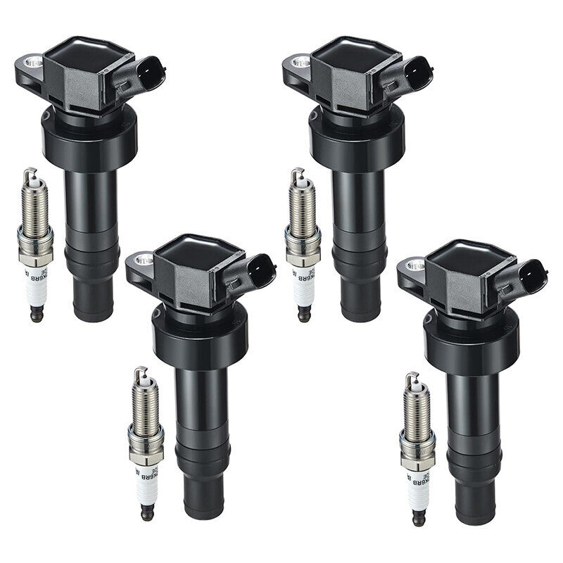 DURAFORCE 4Pack Ignition Coil UF652 & Iridium Spark Plug For Hyundai Accent Kia Soul 1.6L