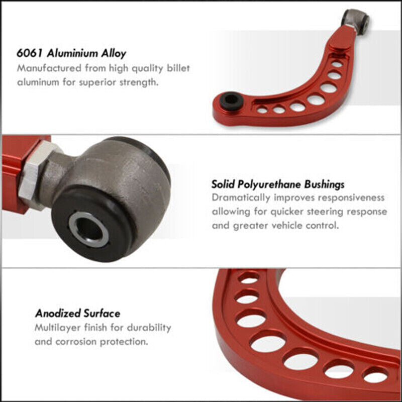 DURAFORCE New For 2006-2011 Honda Civic Adjustable Rear Upper Camber Control Arm Kit Red