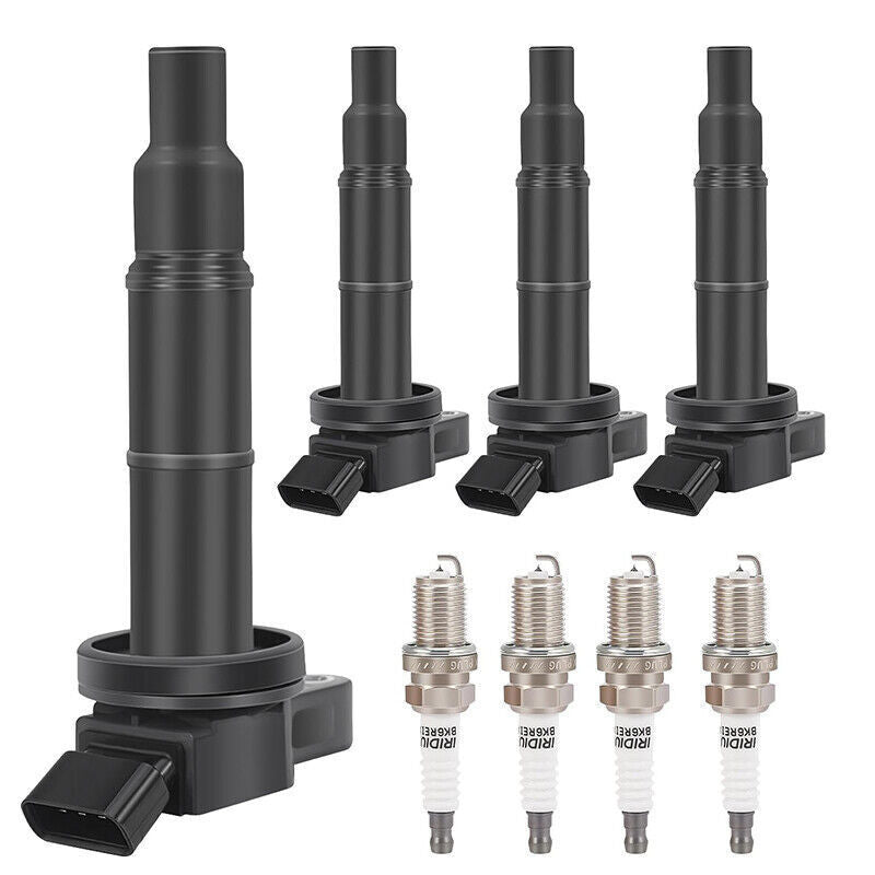 DURAFORCE 4pcs Ignition Coil & 4pcs Spark Plug for Toyota RAV4 Camry 2.0L 2.4L UF333