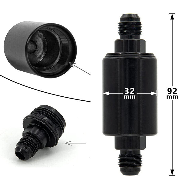 DURAFORCE Universal 6AN Inline Fuel Filters Removable and Replaceable Black