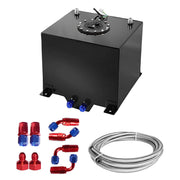 DURAFORCE 8 GALLON BLACK ALUMINUM FUEL CELL GAS TANK+CAP+LEVEL SENDER+STEEL FUEL LINE KIT