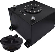 DURAFORCE 8 GALLON BLACK ALUMINUM FUEL CELL GAS TANK+CAP+LEVEL SENDER+STEEL FUEL LINE KIT