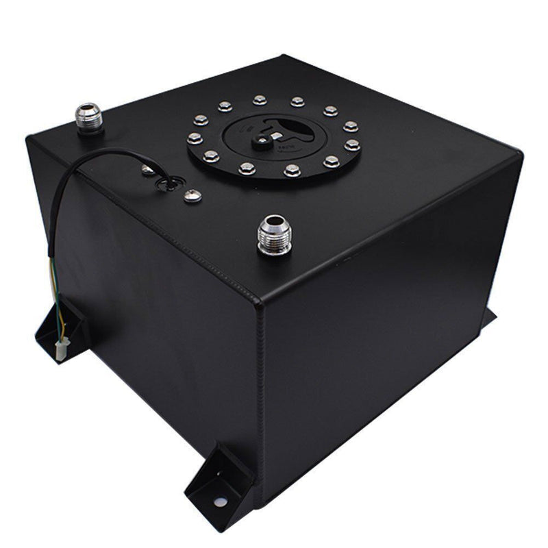 DURAFORCE 8 GALLON BLACK ALUMINUM FUEL CELL GAS TANK+CAP+LEVEL SENDER+STEEL FUEL LINE KIT