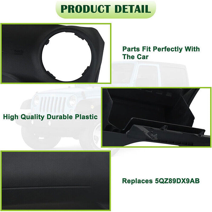 DURAFORCE For 2015-2018 Jeep Wrangler JK Passenger Side Dashboard Cover Dash Panel Black