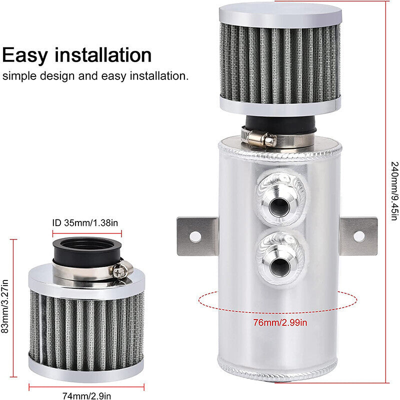 DURAFORCE Enigne Aluminum 10AN Oil Catch Can Reservoir Tank W/ Breather Filter Baffled