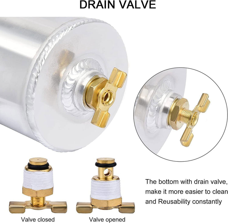 DURAFORCE Enigne Aluminum 10AN Oil Catch Can Reservoir Tank W/ Breather Filter Baffled