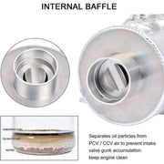 DURAFORCE Enigne Aluminum 10AN Oil Catch Can Reservoir Tank W/ Breather Filter Baffled