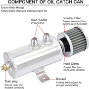 DURAFORCE Enigne Aluminum 10AN Oil Catch Can Reservoir Tank W/ Breather Filter Baffled