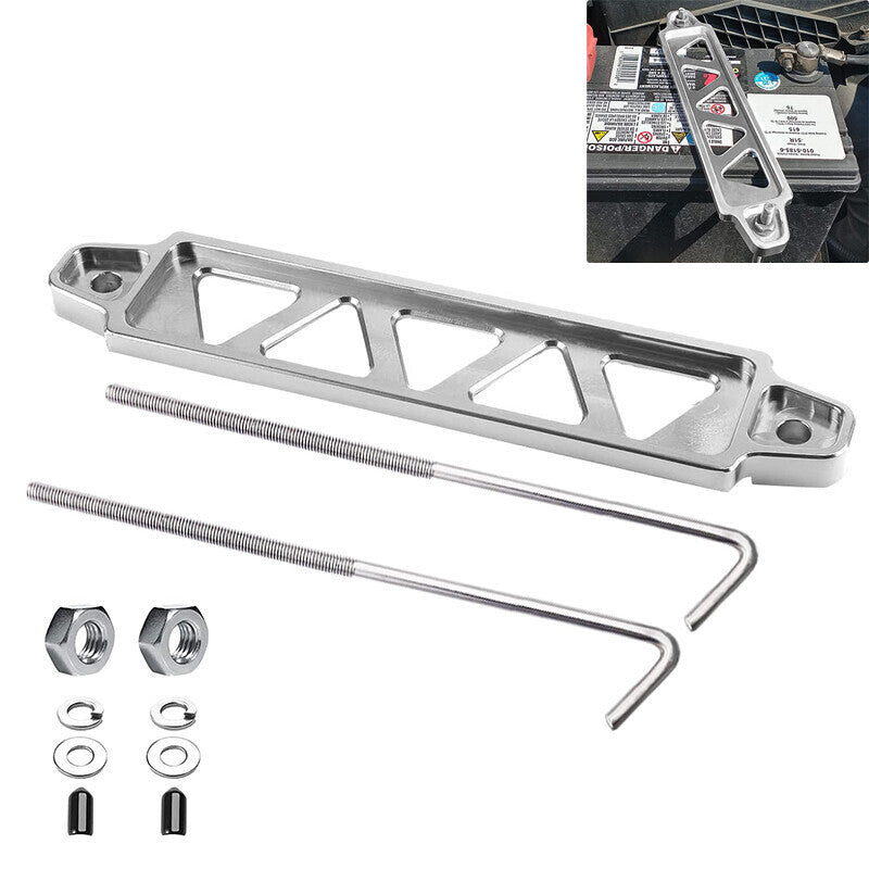 DURAFORCE SL Aluminum Car Battery Tie Down Brace Holder Mount Bracket Kit With J-Hooks