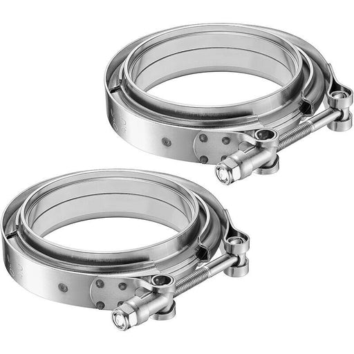 DURAFORCE 2PC 3.5'' Mild Steel Exhaust V-Band Clamp with Male Female Flanges 3.5 Inch
