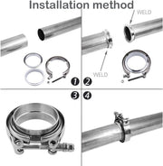 DURAFORCE 2PC 3.5'' Mild Steel Exhaust V-Band Clamp with Male Female Flanges 3.5 Inch