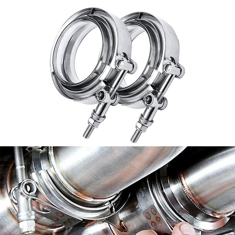 DURAFORCE 2PC 3.5'' Mild Steel Exhaust V-Band Clamp with Male Female Flanges 3.5 Inch