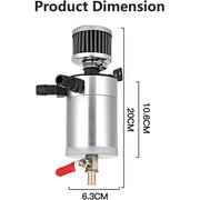 DURAFORCE Oil Catch Can Tank 2-Port Baffled Reservoir with Drain Valve Breather Universal