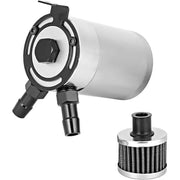 DURAFORCE Oil Catch Can Tank 2-Port Baffled Reservoir with Drain Valve Breather Universal