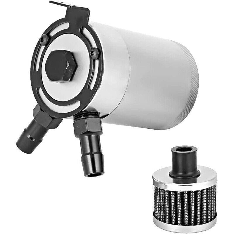 DURAFORCE Oil Catch Can Tank 2-Port Baffled Reservoir with Drain Valve Breather Universal