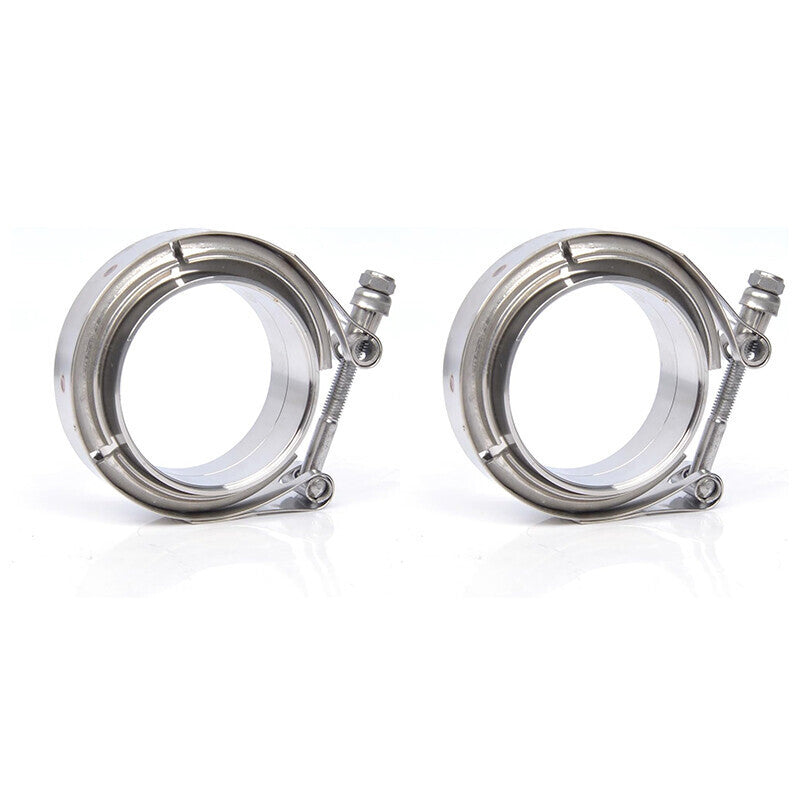DURAFORCE 4" Inches V-Band Flange&Clamp Kit Male/Female With Ridge Exhaust Steel 2 Pcs