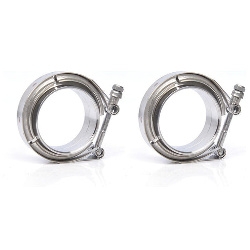 DURAFORCE 4" Inches V-Band Flange&Clamp Kit Male/Female With Ridge Exhaust Steel 2 Pcs
