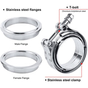 DURAFORCE 4" Inches V-Band Flange&Clamp Kit Male/Female With Ridge Exhaust Steel 2 Pcs