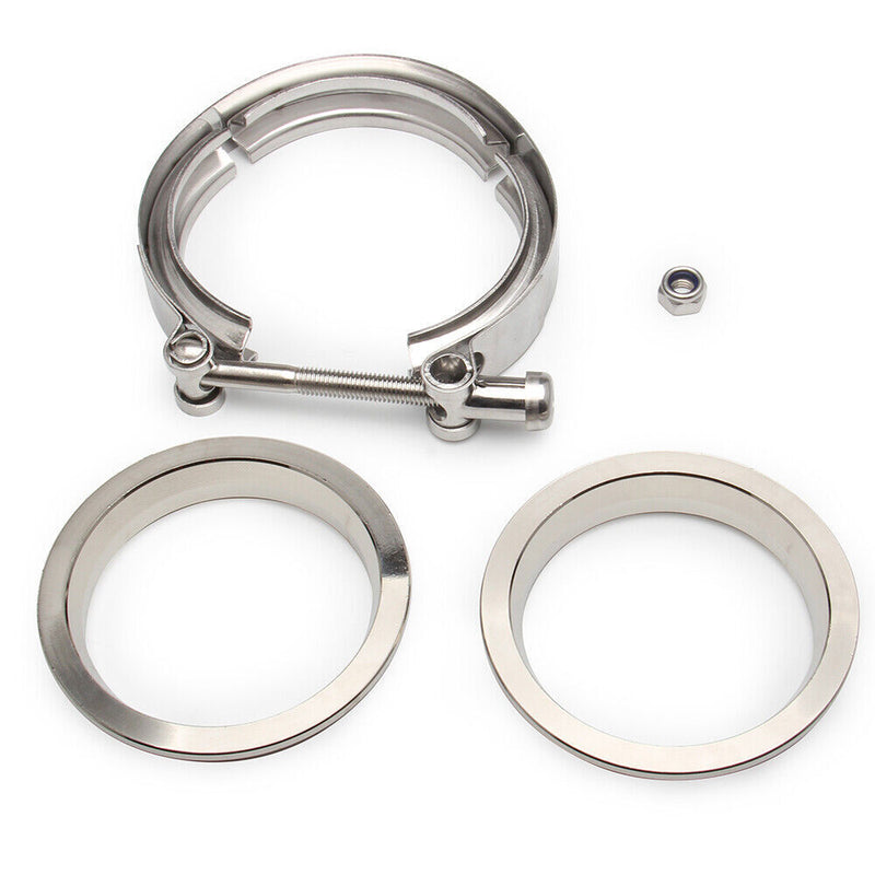 DURAFORCE 4" Inches V-Band Flange&Clamp Kit Male/Female With Ridge Exhaust Steel 2 Pcs