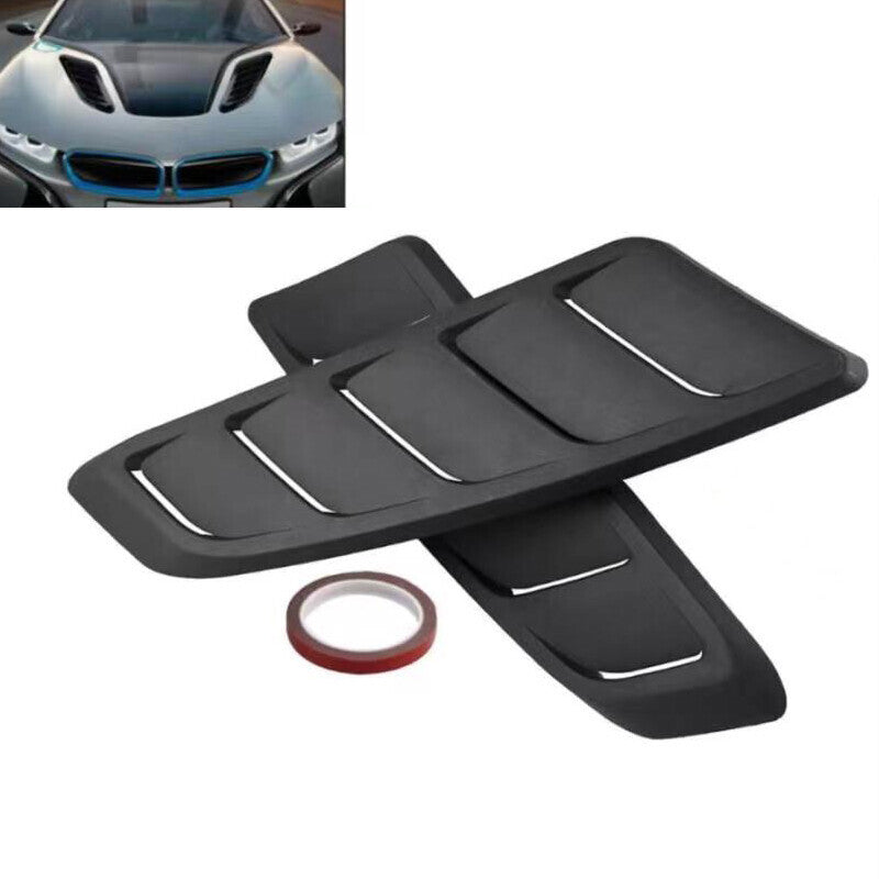 DURAFORCE US Car Hood Vent Scoop Air Flow Intake Louvers Cooling Bonnet Vent Cover Trims×2