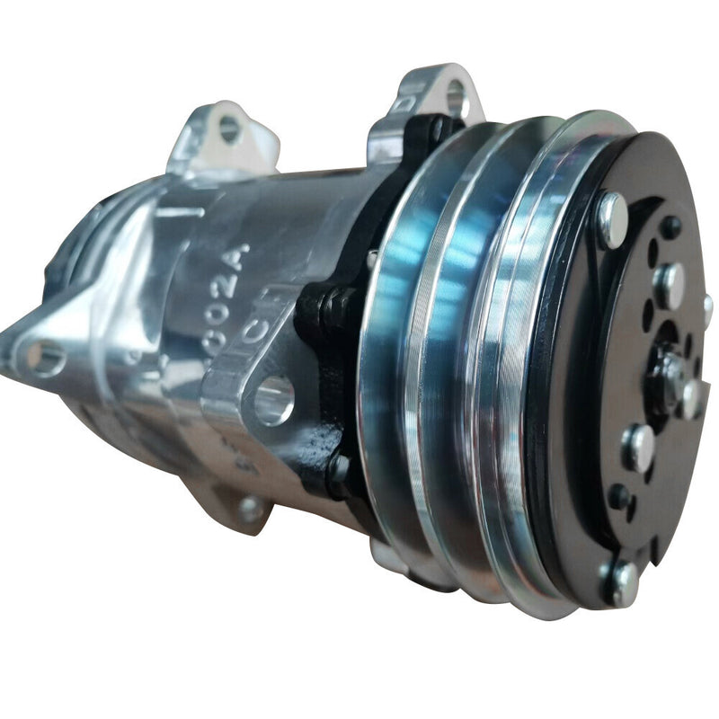 DURAFORCE A/C Compressor w/ 2-Groove Pulley for Sanden 508 Style V-Belt Chrome Aluminum