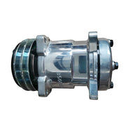 DURAFORCE A/C Compressor w/ 2-Groove Pulley for Sanden 508 Style V-Belt Chrome Aluminum